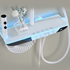 White Thermostatic Rain Shower Set With Led Light And Handheld Spray For Bathroom Modern Design - Product Image 2
