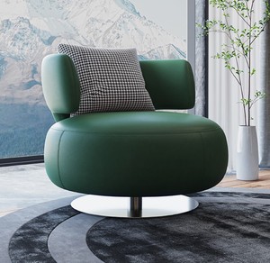 <span class=keywords><strong>Fauteuil</strong></span> pivotant de salon en cuir véritable et <span class=keywords><strong>tissu</strong></span> velours, style nordique moderne et luxueux pour chambre à coucher et hôtel - Product Image 6