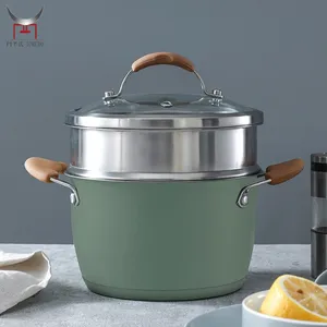 シリコンハンドル付き304ステンレス鋼蒸し器スープ鍋目に見えるガラス蓋色調理鍋フライパン焦げ付き防止鍋