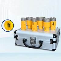 Jeu de scies cloches multi-tailles à revêtement diamanté jaune pour la découpe efficace de carrelage, verre et pierre, avec étui en aluminium, modèle 030