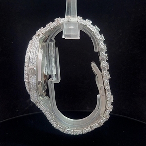 Montre analogique automatique classique simple de luxe unisexe en moissanite fabriquée à la main avec cadran blanc, cadeau d'anniversaire tendance - Product Image 3