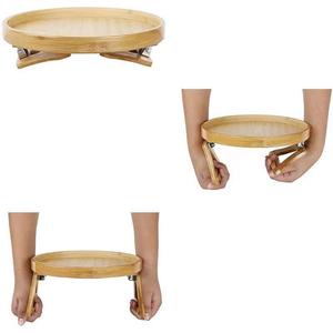 ถาดวางแขนไม้ไผ่ 25x25 ซม. ทรงกลม สำหรับเก็บของบนโซฟาบีนแบ็ก - Product Image 5