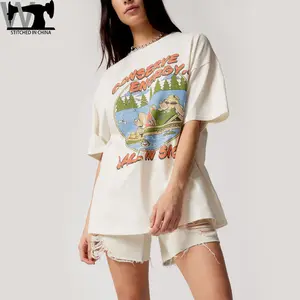 헐렁한 오버사이즈 핏 티 드레스 그래픽 T 셔츠 프린트 T 셔츠 여성용 고품질