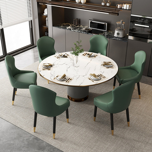 यूरोपीय आधुनिक शैली नरम चमड़े के डाइनिंग चेयर एमडीएफ पैनल बैकरेस्ट होम कॉफी शॉप फर्नीचर के लिए - Product Image 4