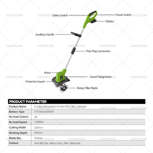 Hantechn 18V Mini Outil de Jardinage Multifonction en Métal, Motoculteur et <span class=keywords><strong>Scarificateur</strong></span> Sans Fil - Product Image 4