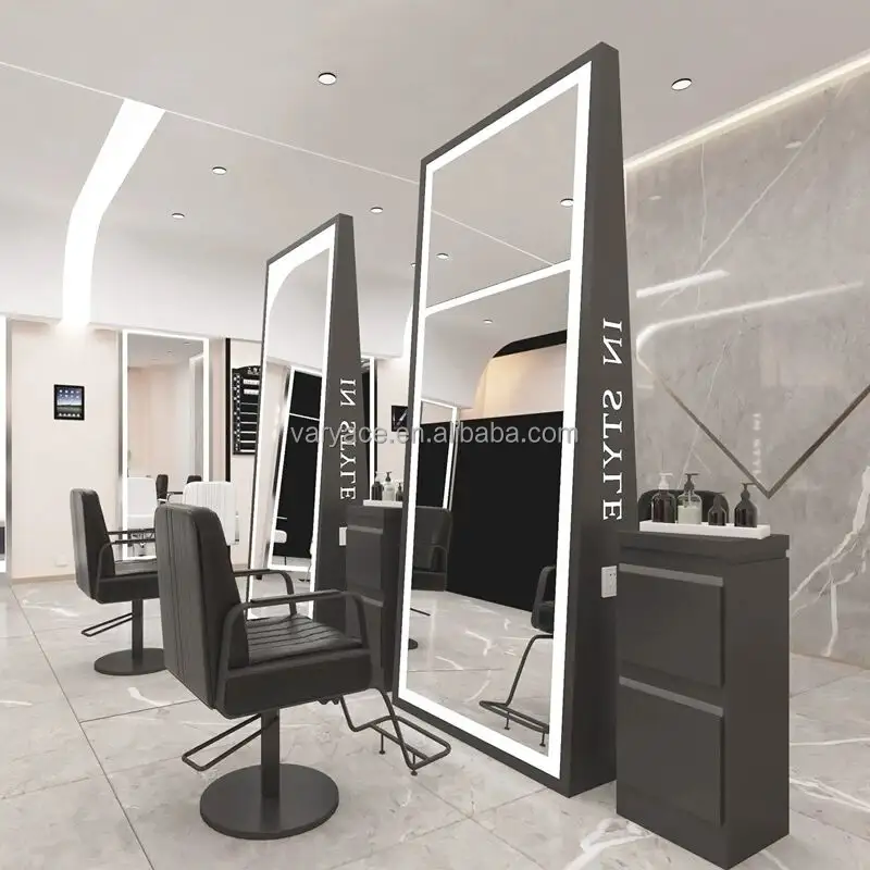 Barbier-Stationen Frisurstudio Ausrüstung und Möbel mit licht-akzentuiertem Spiegel für den Heim-/Bürogebrauch