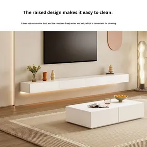 Meuble <span class=keywords><strong>TV</strong></span> mural élégant personnalisé Dareko, étagère flottante pour médias avec tiroirs à fermeture douce, rangement de luxe pour salon - Product Image 5