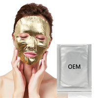Masque facial en papier personnalisé en feuille d'or 24 carats coréen en gros, nourrissant, anti-âge, blanchissant, collagène chimique pour tous les types de peau