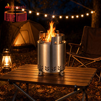 Brasero de table miniature sans fumée en acier inoxydable, rond, portable, pour brûler du bois, pour l'intérieur, l'extérieur, le camping, le barbecue, le jardin