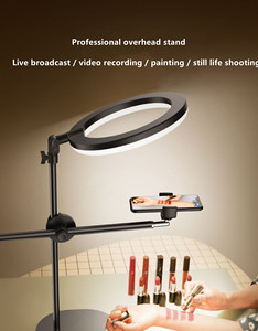 Supporto per Telefono con Luce LED ad Anello per Selfie, Accessori per Telefoni da Scrivania, per Riprese dall'Alto, Prodotti, Live Streaming e Zoom con Base Rotonda - Product Image 4