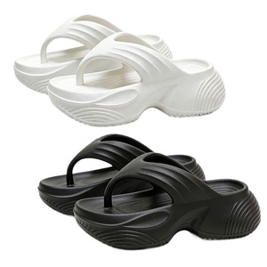 Women's Platform <b>Flip</b> <b>Flops</b> Black And White Non Slip Soft EVA Sole Summer Casual <b>Beach</b> Sandals Open Toe 5cm Thick Sole - Product Image 5