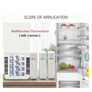 ワイヤレスデジタルLCDバックライトプラスチック冷凍庫冷蔵庫温度計温度3センサー可聴アラームキッチン家庭用 - Product Image 4