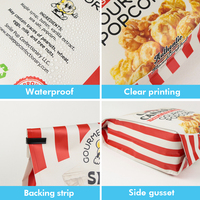 Emballage alimentaire en PET pour pop-corn, chips de pommes de terre, café, avec impression en héliogravure, recyclable, refermable, à soufflets latéraux et fond plat, type Doypack
