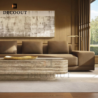 Table basse moderne et durable en travertin de marbre avec plinthe de haute qualité pour meubles de salon