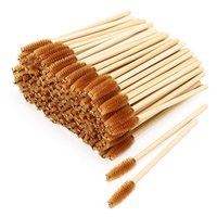 Brosse à mascara jetable avec manche en bois et brosse en nylon, bâtonnets en bambou écologiques pour cils, 50 pièces par paquet