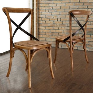 Sedia da Pranzo Impilabile in Metallo Stile Rustico Vintage con Schienale a Croce per Ristorante, Bistrot, Soggiorno e Uso in Parco - Product Image 2