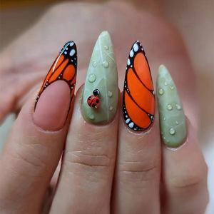 <span class=keywords><strong>Uñas</strong></span> Postizas de Media Cobertura, Color <span class=keywords><strong>Rosa</strong></span> Cereza, Dulce Sueño, Hechas a Mano, Precio Bajo al por Mayor - Product Image 4