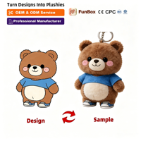 Funbox Peluches personnalisées, mini-ours de dessin animé, porte-clés en peluche, jouets en peluche, jouets pour machines à griffes, porte-clés personnalisé