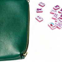 Sac de rangement en cuir PU couleur personnalisée avec fermeture éclair pour tuiles de mahjong, jeu de cartes, dés et plateau