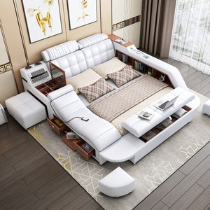 <span class=keywords><strong>Lit</strong></span> intelligent multifonctionnel en bois massif, grand <span class=keywords><strong>lit</strong></span> <span class=keywords><strong>double</strong></span> tatami avec massage électrique, style minimaliste moderne pour chambre principale - Product Image 4