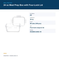 Boîte de préparation de repas de 24 oz avec couvercle à quatre verrous