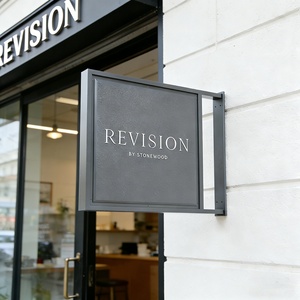 <b>Wall</b> Mount Outdoor Business Storefront <b>Sign</b> Board White Black Powder Coating Steel Advertising Blade <b>Sign</b> for Store Entrance - Product Image 5