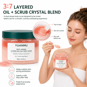 Gommage corporel en couches au sel marin OEM ODM sous marque privée, à l'huile aromatique fruitée, exfoliant, blanchissant et hydratant, type <span class=keywords><strong>Thalasso</strong></span> - Product Image 3
