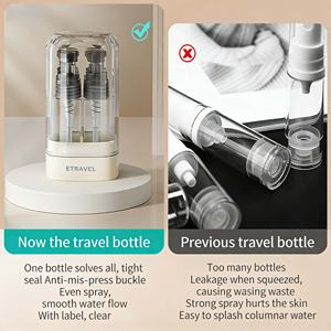 Bouteilles rechargeables 4 en 1 avec système sans air et large ouverture en matériau PC PRTG pour le stockage <span class=keywords><strong>de</strong></span> shampooing et <span class=keywords><strong>de</strong></span> cosmétiques en voyage - Product Image 5