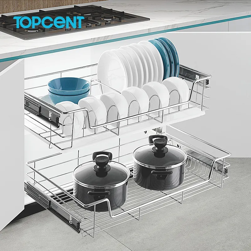 Topcent Tùy Chỉnh Nhà Bếp Ngăn Kéo Trượt Giỏ Tủ Giỏ Ngăn Kéo