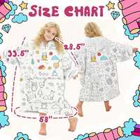 Couverture portable à personnaliser avec imprimé animalier de dessin animé, en polyester tricoté, à capuche, pour toute la famille, cadeau pour enfants, 15 marqueurs