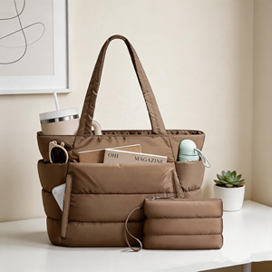 QET1102 Juego <span class=keywords><strong>de</strong></span> Bolsos 2 en 1 Personalizado, Bolso Tote Acolchado para Mujer, Bolso <span class=keywords><strong>de</strong></span> Mano Ligero para el <span class=keywords><strong>Trabajo</strong></span>, Bolso <span class=keywords><strong>de</strong></span> Hombro Acolchado para la Escuela, Viajes y Gimnasio - Product Image 2