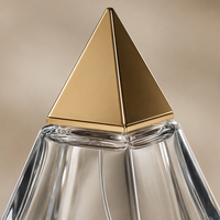 Flacon de parfum en verre transparent en forme de pyramide unique de 30 ml, 50 ml, 100 ml avec impression sérigraphique et diffuseur à bâtonnets