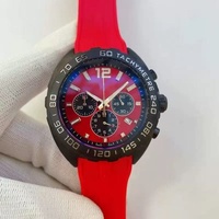 Montre pour homme Thai Teg AG Luxury F1 Series Quartz, chronographe à six aiguilles, affichage à aiguilles, boîtier en acrylique 44 mm, bracelet en caoutchouc coloré, 30 m