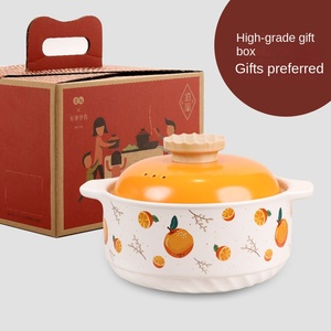 Cazuela de cerámica moderna para cocinar en casa con tapa de vidrio de alta calidad resistente a altas temperaturas, olla de Metal para estofado y caja de sopa empaquetada - Product Image 2