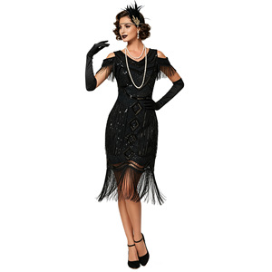 Robe de cocktail L Great Gatsby, style années 1920, avec paillettes, franges et perles, robe de soirée formelle, robe de bal, robe de scène, robe de danse, robe de fête, taille plus - Product Image 2
