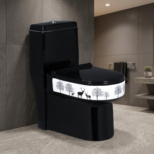 WC monobloc en céramique « Dune Dragon » noir d'Éthiopie, à siphon en S, design élégant pour salle de bain - Product Image 1