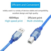 Cable de Impresora USB 2.0 a Macho B, Anillo Magnético de PVC Azul, Longitud Personalizable (1M-10M), 12 Meses de Garantía para Computadora