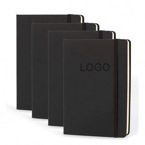 MY MOON PIE Black Custom Ruled Lined <b>Journal</b> Notebook A5 Hardcover PU Leather 100 Sheets BSCI Certified for Students - Product Image 1
