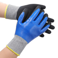 Gants de sécurité HPPE résistants aux coupures de niveau 5, gants de travail industriels antidérapants résistants à l'huile avec double revêtement en nitrile