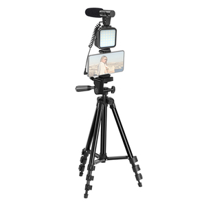 Vlogging-kit de iluminación y Audio para móvil, Kit de iluminación y micrófono con luz LED, trípode plegable para smartphone, barato - Product Image 2