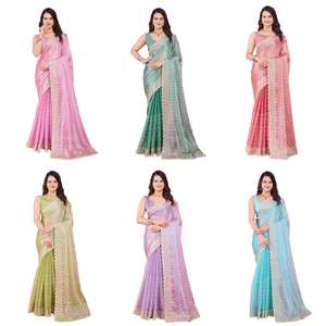 Nuevo Sari de seda para fiesta de moda con blusa para mujer, Sari de aspecto elegante, accesible a un precio razonable - Product Image 5