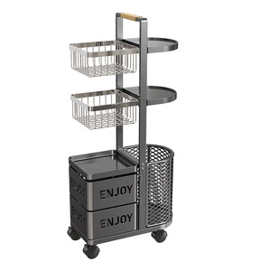 Hogar cocina sala de estar Metal móvil multifunción 360 estantes de esquina giratorios armario cesta estante de almacenamiento para especias y frutas - Product Image 1