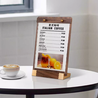 Panneau d'affichage transparent personnalisé, carte de table en acrylique écologique, présentoir coulissant avec base en bois, vertical poli