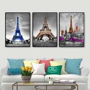 에펠 탑 유명한 도시 저녁 풍경 그림 벽 아트 포스터 캔버스 인쇄 벽화 홈 거실 럭셔리 장식
