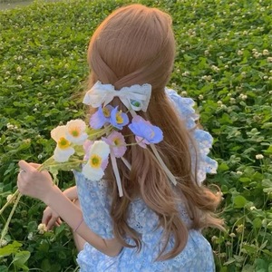 Pinza para el pelo con lazo de encaje dulce y etéreo, lazo para el pelo estilo hada francesa para vacaciones, accesorio para el cabello para la parte posterior de la cabeza - Product Image 1