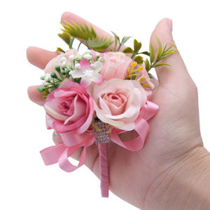 Rose Wrist Corsage Männer Bouton niere Set für Hochzeits blumen Zubehör Prom Anzug Dekorationen Weiß - Product Image 5