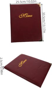 Cubiertas de menú de restaurante <span class=keywords><strong>A4</strong></span>, 14 bolsillos, venta al por mayor, carpeta de archivos de cuero PU de tapa dura, carpeta de presentación de logotipo estampado en caliente - Product Image 3
