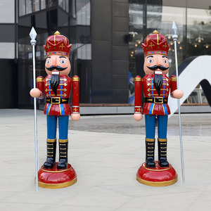 Individuelle Lebensgroße Nussknacker-Soldaten-Skulptur, Königliches Kunst-Thema, Fiberglas-Statue-Modell, Weihnachtsdekoration für Schaufenster - Product Image 4