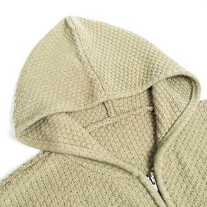 AiNear 도매 사용자 정의 로고 디자인 Oem & Odm 겨울 긴 소매 단색 남성 양털 모직 니트 후드 가디건 스웨터 - Product Image 2