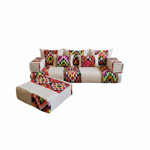 Oriental Modern Sofa Set Quality Cotton Linen Fabric Vintage Pattern Woven Technique 200x80x20 cm Customizable Color Home Use - Product Image 2